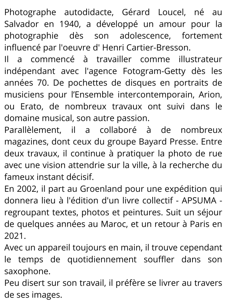 Photographe Gérard Loucel Exposition Croissy sur Seine