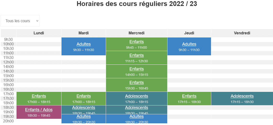 Ateliers 26 Horaires des cours Chatou paris Ouest