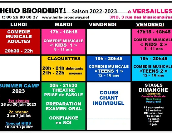 Hello Broadway Poissy Versailles Planning