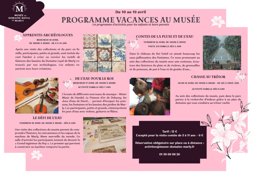 Programme vacances au musée 2024 - Musee du domaine royal de Marly
