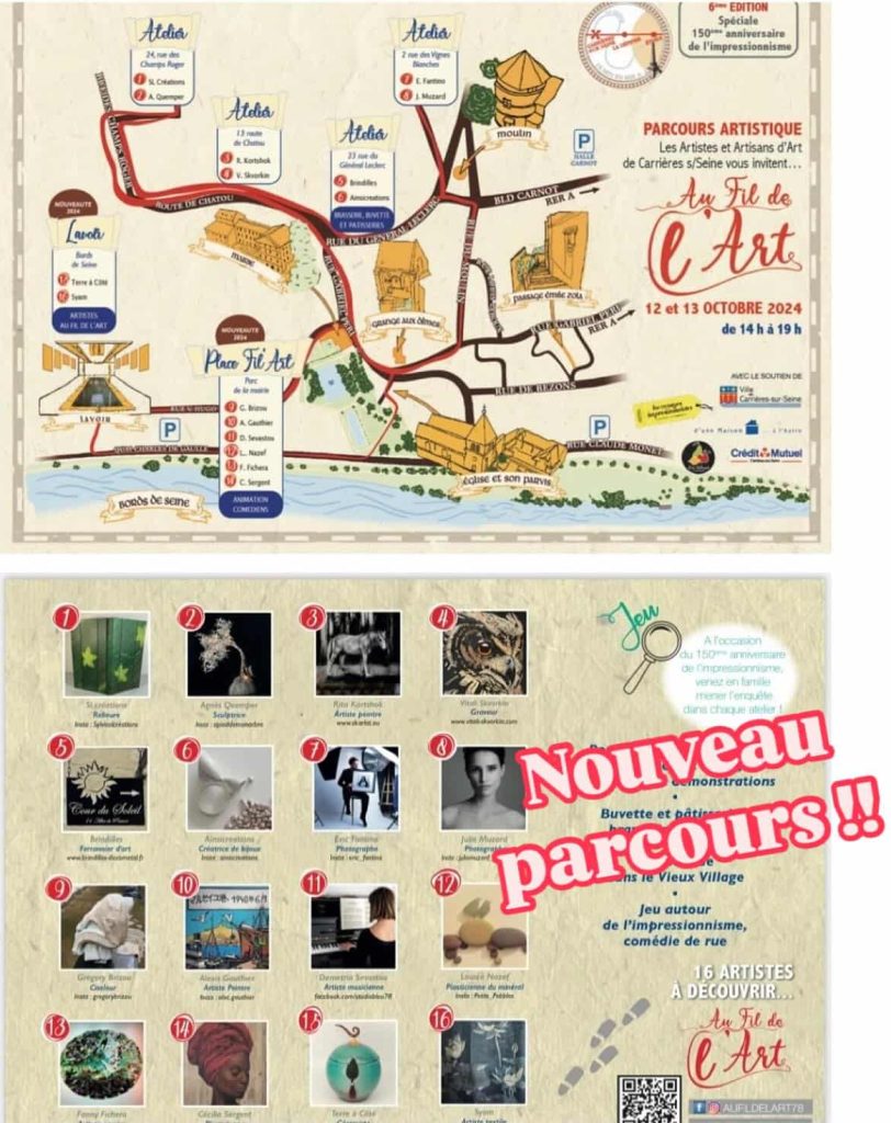 Au fil de l'art Parcours artistique Carrierres sur Seine