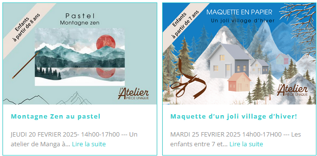 Atelier Piece Unique Stage Vacances .