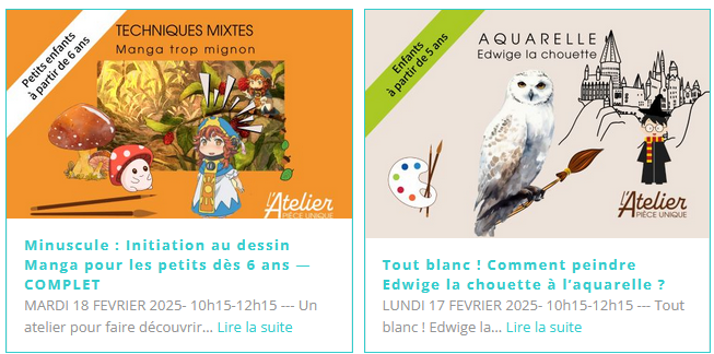 Atelier Piece Unique Stage Vacances .