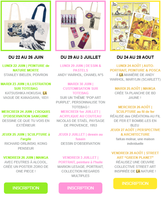Stages dessins adosété La petite académie 1